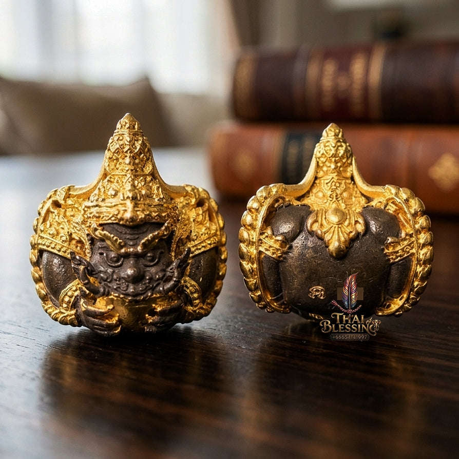 💥 THE GOLD-PAINTED BRONZE BOWL ALLOY MILLIONAIRE ECLIPSE: THE KHAN LONG HIN PHRA RAHU OF WAT PA SAI YOI!  Sacred "Phra Rahu Om Ta Setthi (Immortal Millionaire Rahu) Thai Blessing Co By RURUECHA