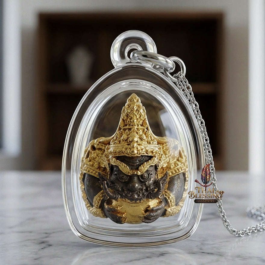 💥 THE GOLD-PAINTED BRONZE BOWL ALLOY MILLIONAIRE ECLIPSE: THE KHAN LONG HIN PHRA RAHU OF WAT PA SAI YOI!  Sacred "Phra Rahu Om Ta Setthi (Immortal Millionaire Rahu) Thai Blessing Co By RURUECHA