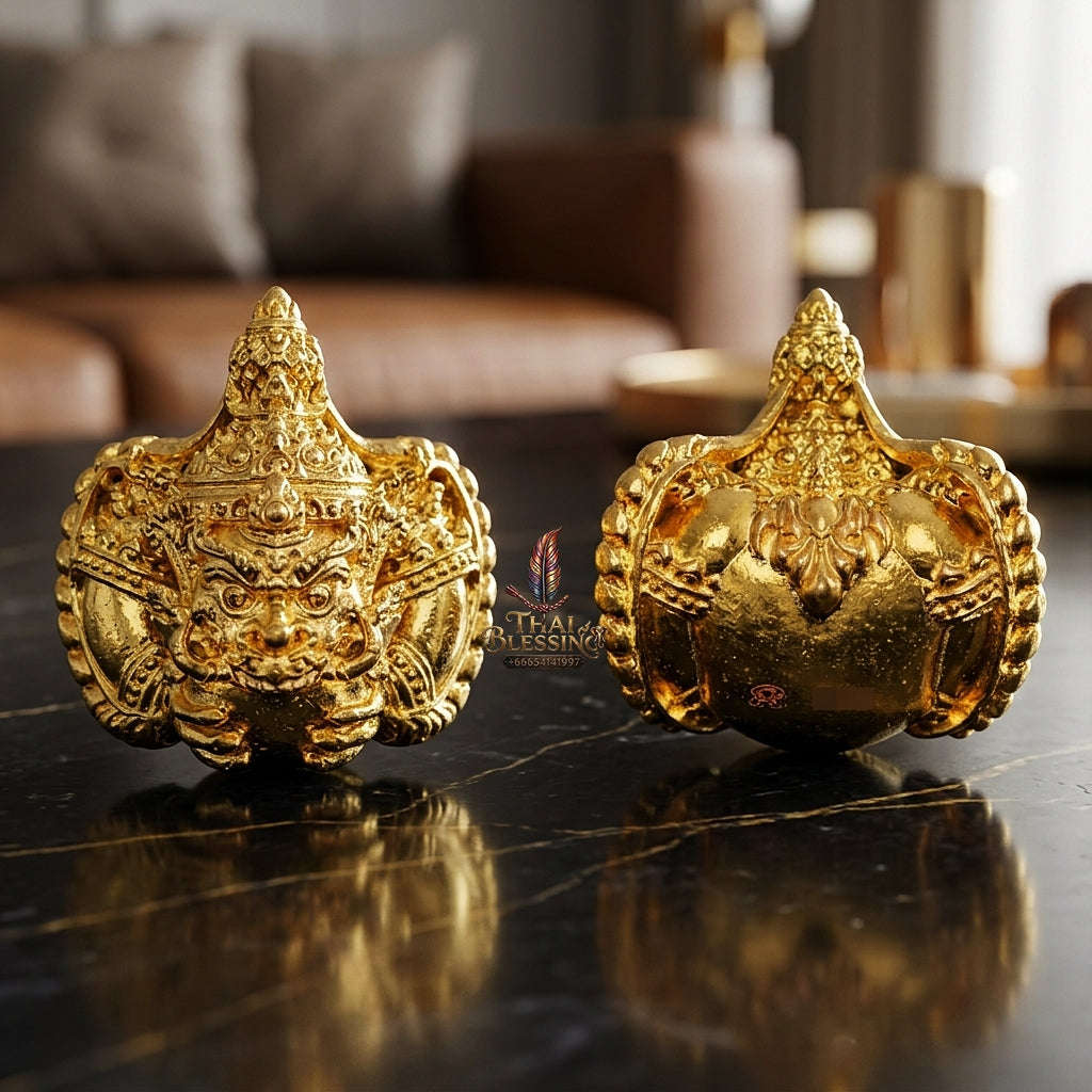 💥 THE GOLD-PLATED CHANUAN MILLIONAIRE ECLIPSE: THE GOLDEN PHRA RAHU OF WAT PA SAI YOI!  Sacred "Phra Rahu Om Ta Setthi (Immortal Millionaire Rahu) Thai Blessing Co By RURUECHA
