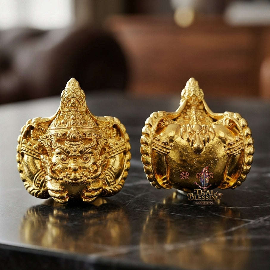 💥 THE GOLD-PLATED CHANUAN MILLIONAIRE ECLIPSE: THE GOLDEN PHRA RAHU OF WAT PA SAI YOI!  Sacred "Phra Rahu Om Ta Setthi (Immortal Millionaire Rahu) Thai Blessing Co By RURUECHA