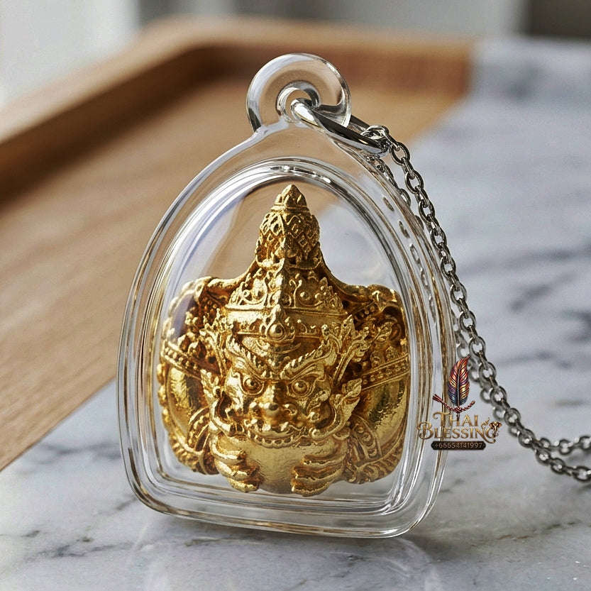 💥 THE GOLD-PLATED CHANUAN MILLIONAIRE ECLIPSE: THE GOLDEN PHRA RAHU OF WAT PA SAI YOI!  Sacred "Phra Rahu Om Ta Setthi (Immortal Millionaire Rahu) Thai Blessing Co By RURUECHA
