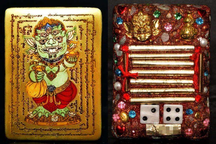 👑 The Golden Emperor: Jumbo Phaya Sihuhata "Overflowing Riches" Locket (Gold Background) - Kruba Khamfan 2026