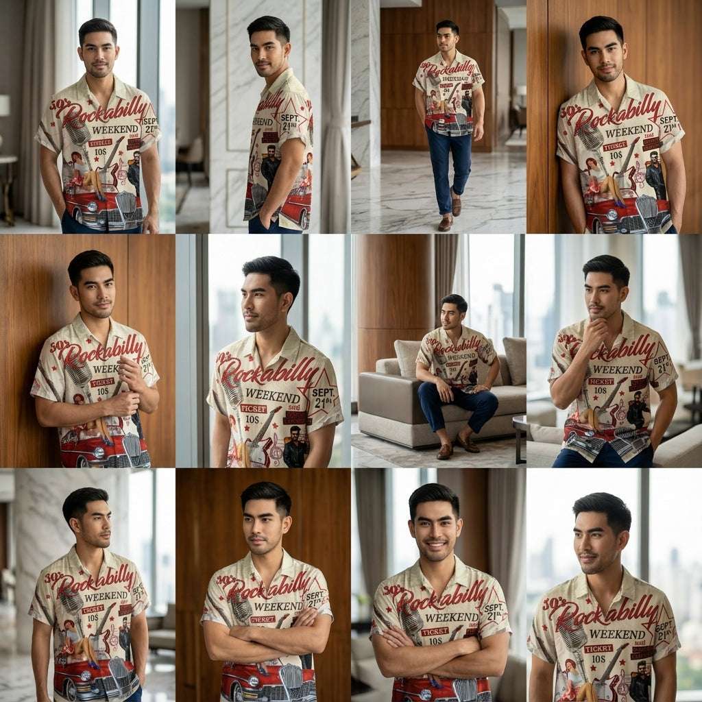 The Golden Era Edition Premium Men's 1970s-1980s Retro Pin-Up Hawaiian Shirt - High-Definition Vintage Poster Graphic Muscle Car Trousers Accent Shirt, Breathable Harajuku Streetwear Urban-Holiday Short-Sleeve Apparel Thai Blessing Co By