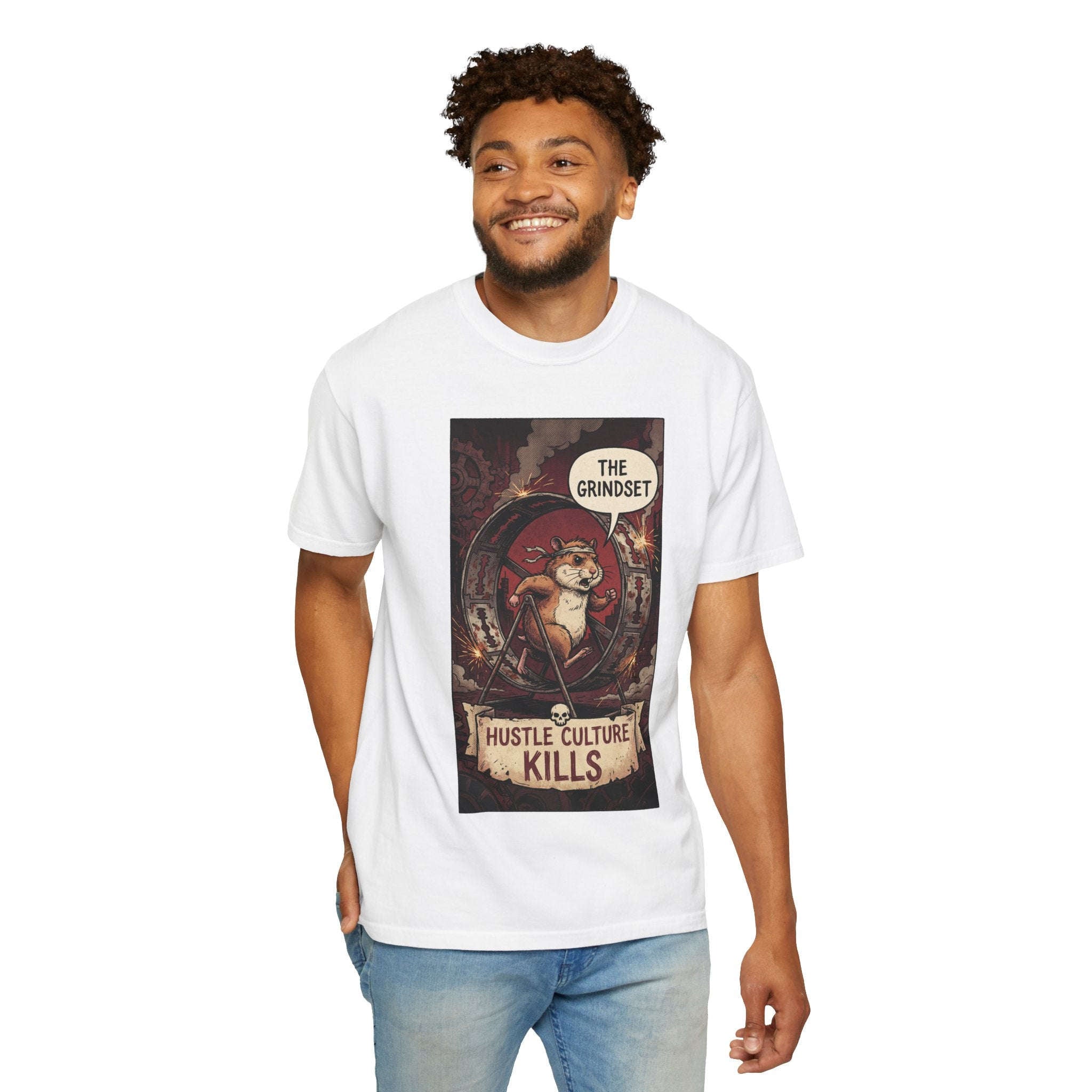 The Grindset Shirt - Hustle Culture Kills T-Shirt - Sarcastic Burnout Awareness Tee - Vintage Comic Graphic - Corporate Satire Gift