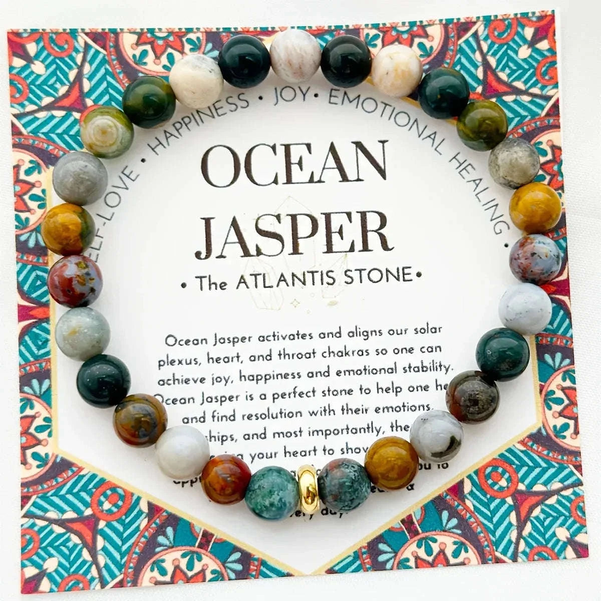 🌊 The "Happy Life" Bracelet: Handmade Ocean Jasper for Emotional Stability & Joy