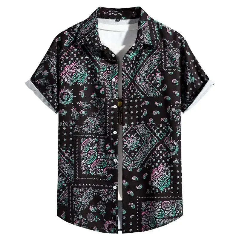 🏝️ The Harajuku-Hibiscus Y2K Masterpiece: Premium Men's Luxury Hawaiian Shirt – Retro Floral Graphic Print, Breathable Short-Sleeve Casual Top, and Signature Harajuku Oversized Silhouette CS2024AT3157
