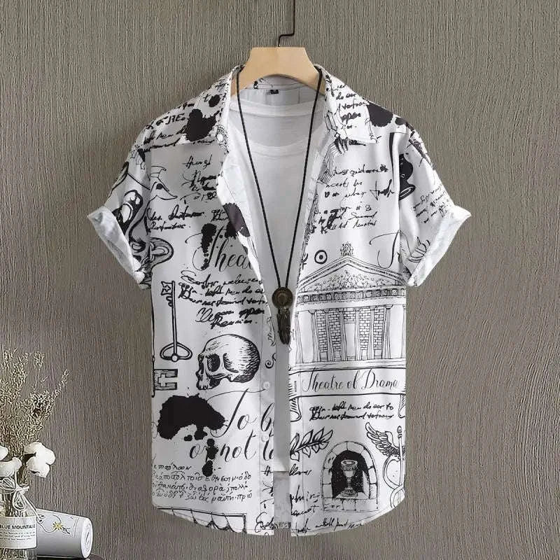 🏝️ The Harajuku-Hibiscus Y2K Masterpiece: Premium Men's Luxury Hawaiian Shirt – Retro Floral Graphic Print, Breathable Short-Sleeve Casual Top, and Signature Harajuku Oversized Silhouette CS2024AT3143