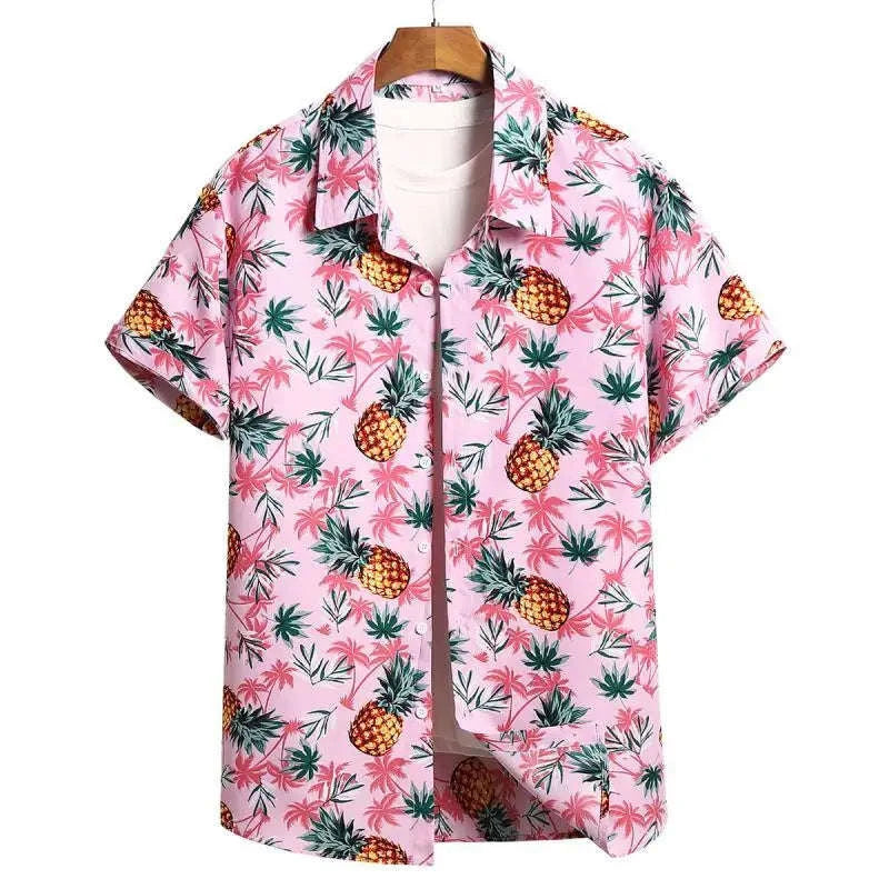 🏝️ The Harajuku-Hibiscus Y2K Masterpiece: Premium Men's Luxury Hawaiian Shirt – Retro Floral Graphic Print, Breathable Short-Sleeve Casual Top, and Signature Harajuku Oversized Silhouette CS2024AT3152