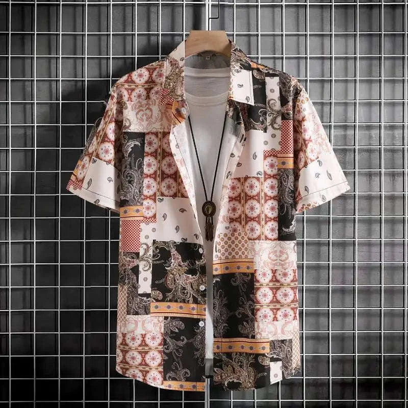 🏝️ The Harajuku-Hibiscus Y2K Masterpiece: Premium Men's Luxury Hawaiian Shirt – Retro Floral Graphic Print, Breathable Short-Sleeve Casual Top, and Signature Harajuku Oversized Silhouette CS2024AT3151