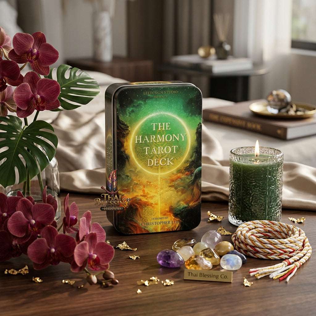The Harmony Tarot Deck - 78 Gold-Edged Cards in Protective Metal Tin Case, Premium High-Frequency Art Stock Classic Divination Matrix, Portable Self-Care Mindfulness Esoteric Talisman Gift