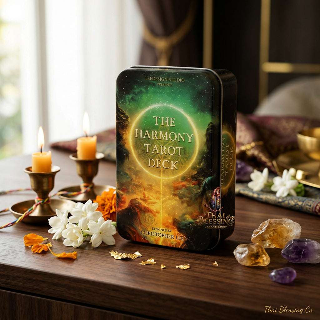 The Harmony Tarot Deck - 78 Gold-Edged Cards in Protective Metal Tin Case, Premium High-Frequency Art Stock Classic Divination Matrix, Portable Self-Care Mindfulness Esoteric Talisman Gift