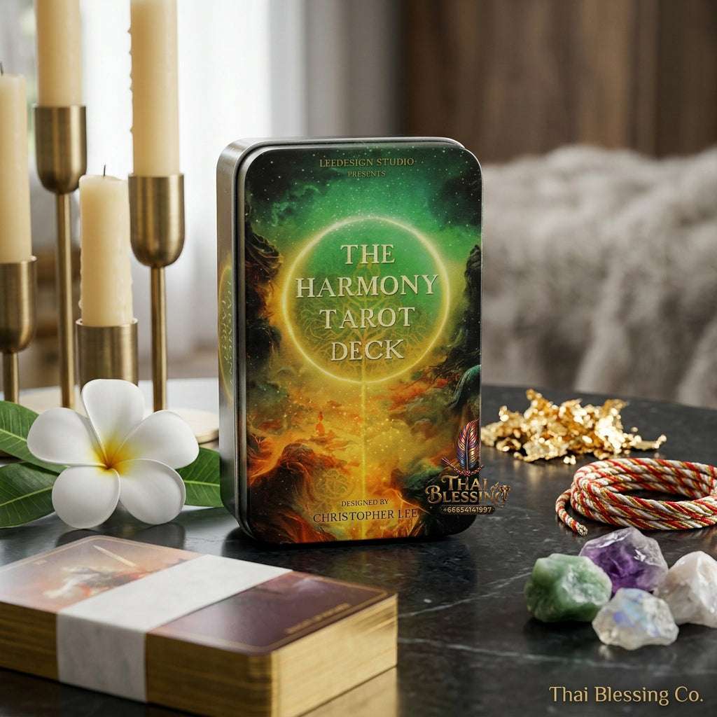 The Harmony Tarot Deck - 78 Gold-Edged Cards in Protective Metal Tin Case, Premium High-Frequency Art Stock Classic Divination Matrix, Portable Self-Care Mindfulness Esoteric Talisman Gift