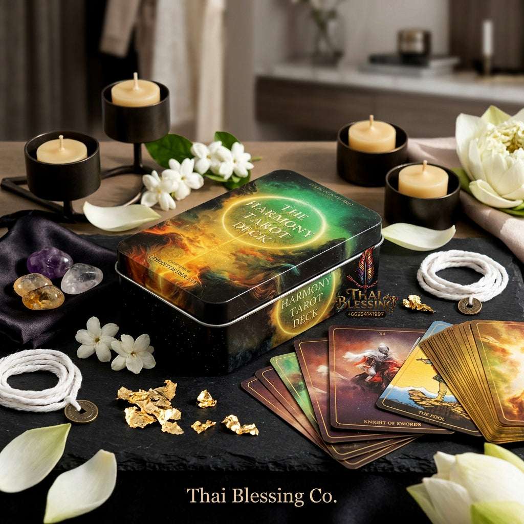 The Harmony Tarot Deck - 78 Gold-Edged Cards in Protective Metal Tin Case, Premium High-Frequency Art Stock Classic Divination Matrix, Portable Self-Care Mindfulness Esoteric Talisman Gift