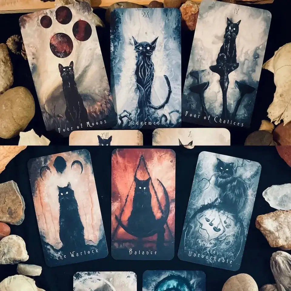 The Haunted Cat Tarot Deck – 78 Cards Featuring Original Surreal & Fantasy Feline Art by J Edward Neill, Compact 10.3 x 6 cm