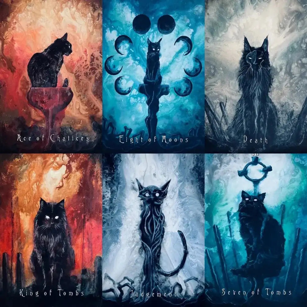 The Haunted Cat Tarot Deck – 78 Cards Featuring Original Surreal & Fantasy Feline Art by J Edward Neill, Compact 10.3 x 6 cm