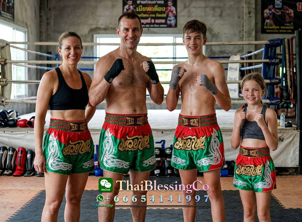 🥊 The Heritage Elite: Authentic Premium Satin Muay Thai Shorts – Ultra-Soft High-Gloss Boxing Trunks, Handcrafted Multi-Size Elastic Waistband, Factory-Direct Export Grade for Adults and Kids (Green and red Muay Thai shorts)