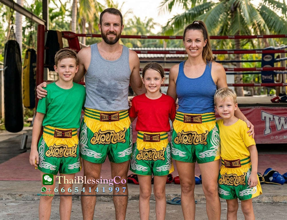 🥊 The Heritage Elite: Authentic Premium Satin Muay Thai Shorts – Ultra-Soft High-Gloss Boxing Trunks, Handcrafted Multi-Size Elastic Waistband, Factory-Direct Export Grade for Adults and Kids (Green Muay Thai shorts)