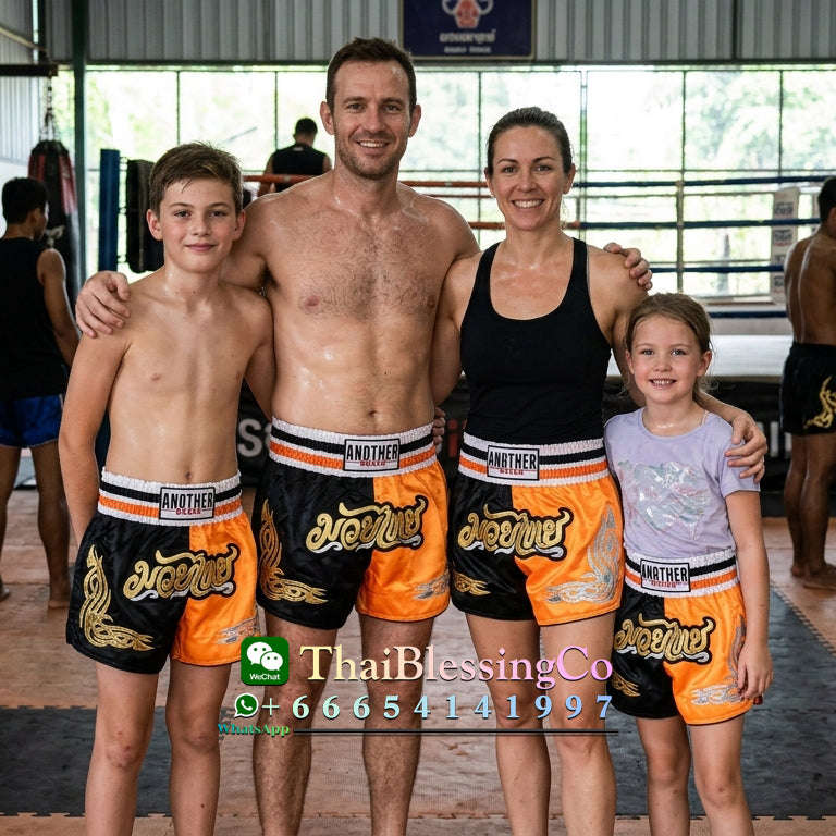🥊 The Heritage Elite: Authentic Premium Satin Muay Thai Shorts – Ultra-Soft High-Gloss Boxing Trunks, Handcrafted Multi-Size Elastic Waistband, Factory-Direct Export Grade for Adults and Kids (Orange and black Muay Thai shorts)