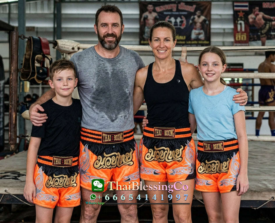 🥊 The Heritage Elite: Authentic Premium Satin Muay Thai Shorts – Ultra-Soft High-Gloss Boxing Trunks, Handcrafted Multi-Size Elastic Waistband, Factory-Direct Export Grade for Adults and Kids (Orange and black Muay Thai shorts)