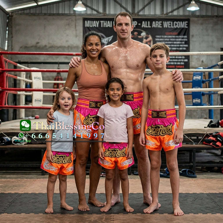 🥊 The Heritage Elite: Authentic Premium Satin Muay Thai Shorts – Ultra-Soft High-Gloss Boxing Trunks, Handcrafted Multi-Size Elastic Waistband, Factory-Direct Export Grade for Adults and Kids (Orange and pink Muay Thai shorts)