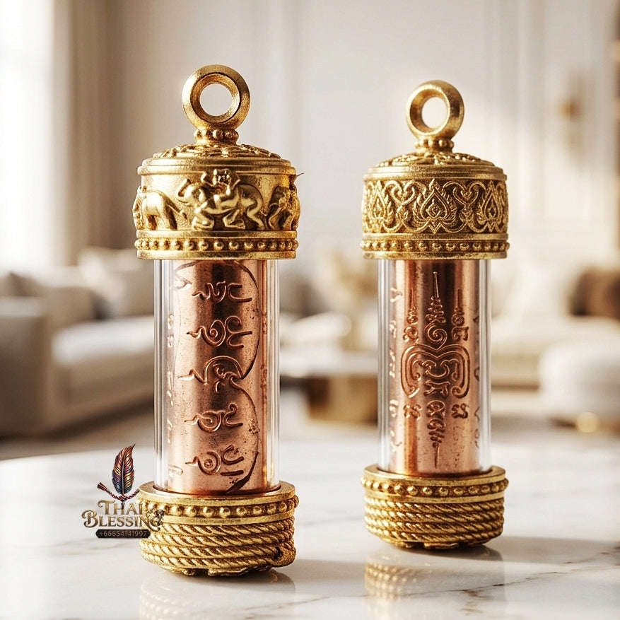 💥 THE HISTORIC GOLD-CAPPED MASTERPIECE OF WILD ELEPHANT ATTRACTION: THE ACHAN TOY TAKRUD CHANG PRASOM KHOLONG (GOLD-PLATED EDITION)!  Sacred "Takrud Chang Prasom Khong Thai Blessing Co By RURUECHA