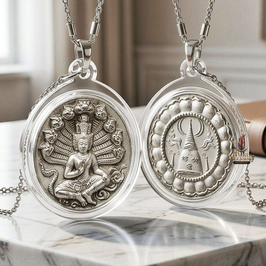 💥 THE HISTORIC SILVER-PLATED MASTERPIECE OF SOVEREIGN FORTUNE & IMPERIAL WEALTH: THE CHATU KRAM RAM THEP CHAOSUA MAHA SETTHI MEDAL! Thai Blessing Co By RURUECHA