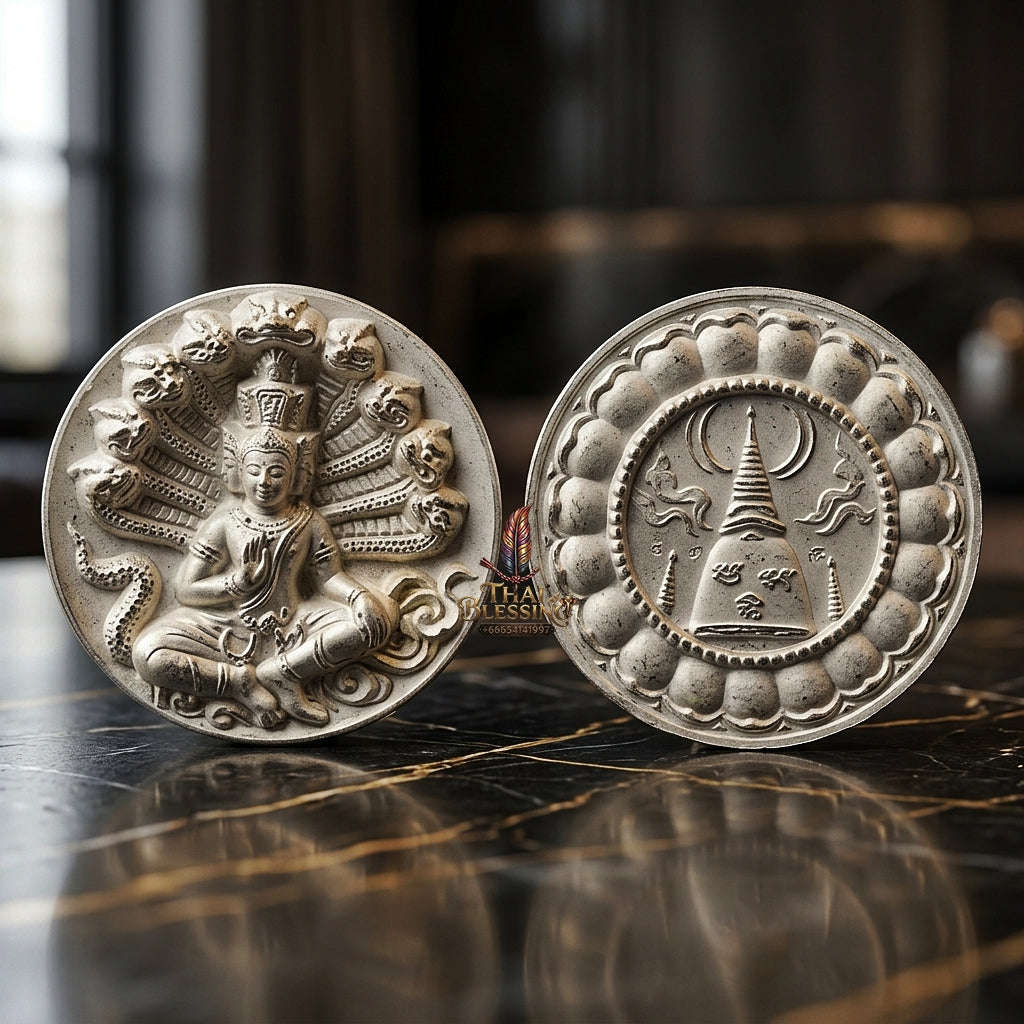 💥 THE HISTORIC SILVER-PLATED MASTERPIECE OF SOVEREIGN FORTUNE & IMPERIAL WEALTH: THE CHATU KRAM RAM THEP CHAOSUA MAHA SETTHI MEDAL! Thai Blessing Co By RURUECHA