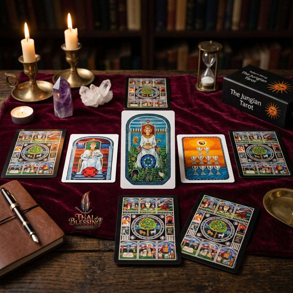 ✨ The Jungian Tarot Deck in Rigid Box: 78 Double-Embossed Cards for Active Imagination, Jung Archetypes, and Psychology Thai Blessing Co By RURUECHA