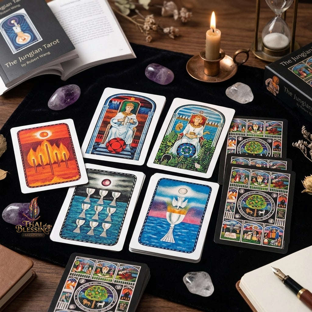 ✨ The Jungian Tarot Deck in Rigid Box: 78 Double-Embossed Cards for Active Imagination, Jung Archetypes, and Psychology Thai Blessing Co By RURUECHA