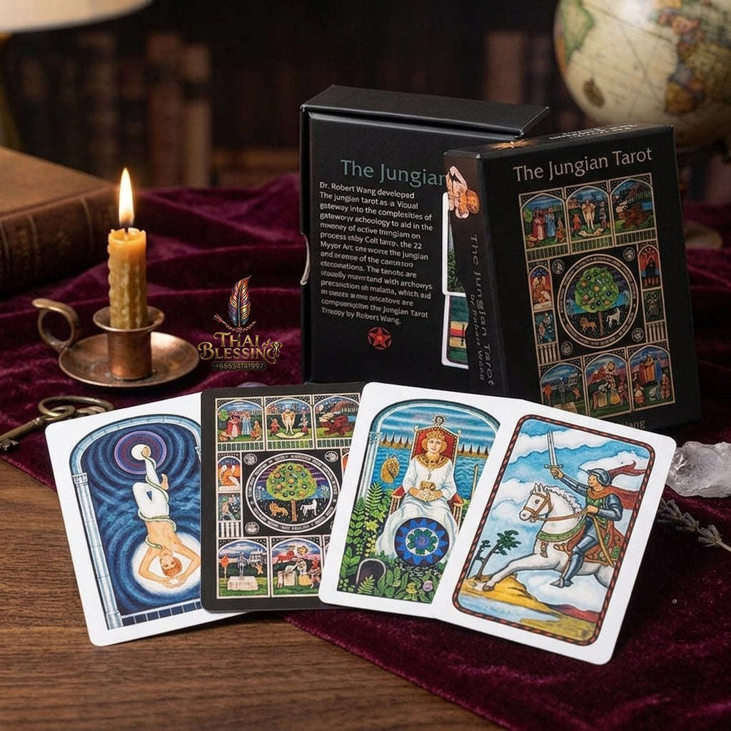 ✨ The Jungian Tarot Deck in Rigid Box: 78 Double-Embossed Cards for Active Imagination, Jung Archetypes, and Psychology Thai Blessing Co By RURUECHA
