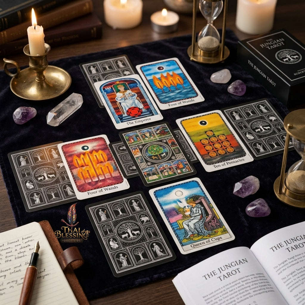 ✨ The Jungian Tarot Deck in Rigid Box: 78 Double-Embossed Cards for Active Imagination, Jung Archetypes, and Psychology Thai Blessing Co By RURUECHA