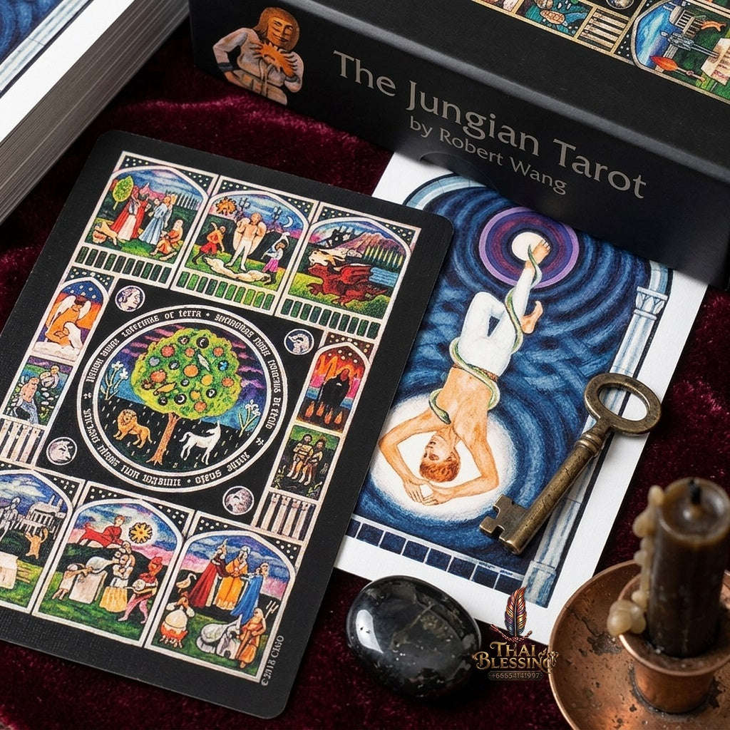 ✨ The Jungian Tarot Deck in Rigid Box: 78 Double-Embossed Cards for Active Imagination, Jung Archetypes, and Psychology Thai Blessing Co By RURUECHA