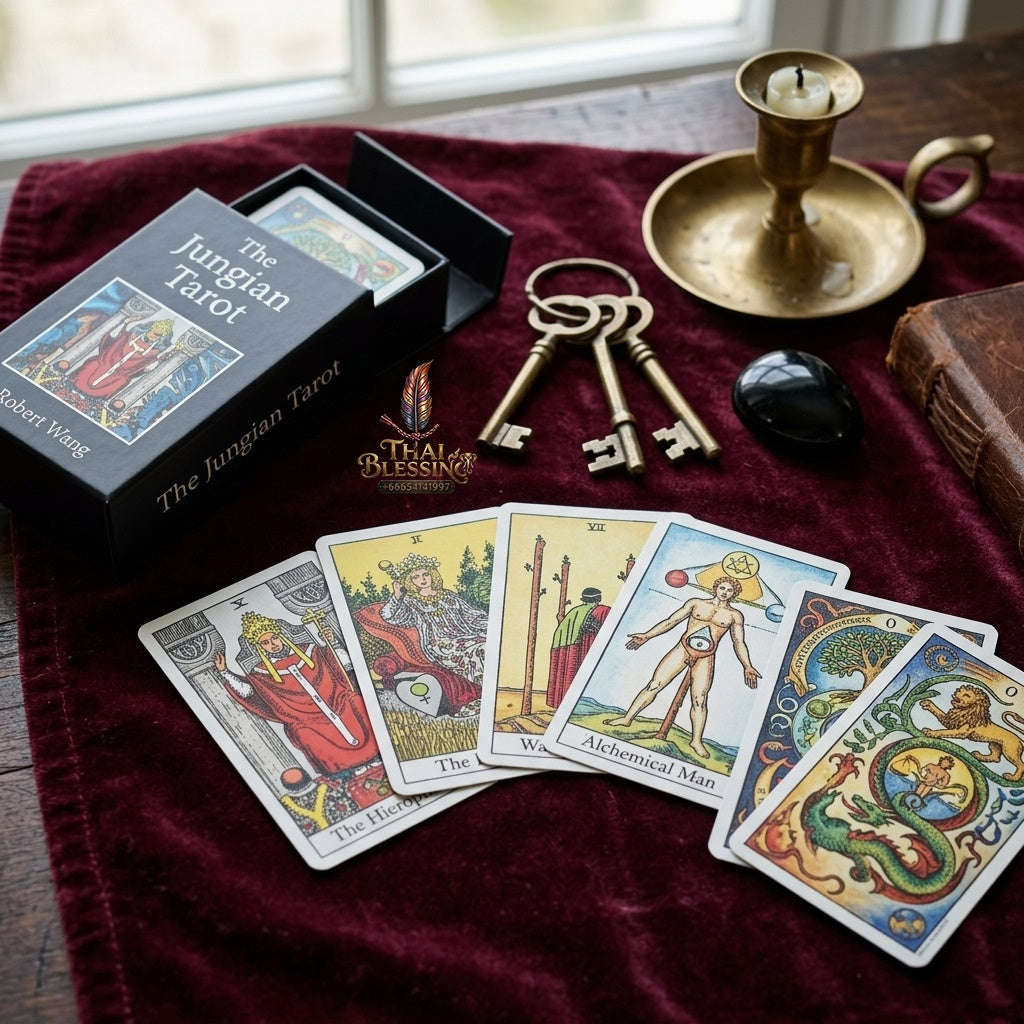 ✨ The Jungian Tarot Deck in Rigid Box: 78 Double-Embossed Cards for Active Imagination, Jung Archetypes, and Psychology Thai Blessing Co By RURUECHA