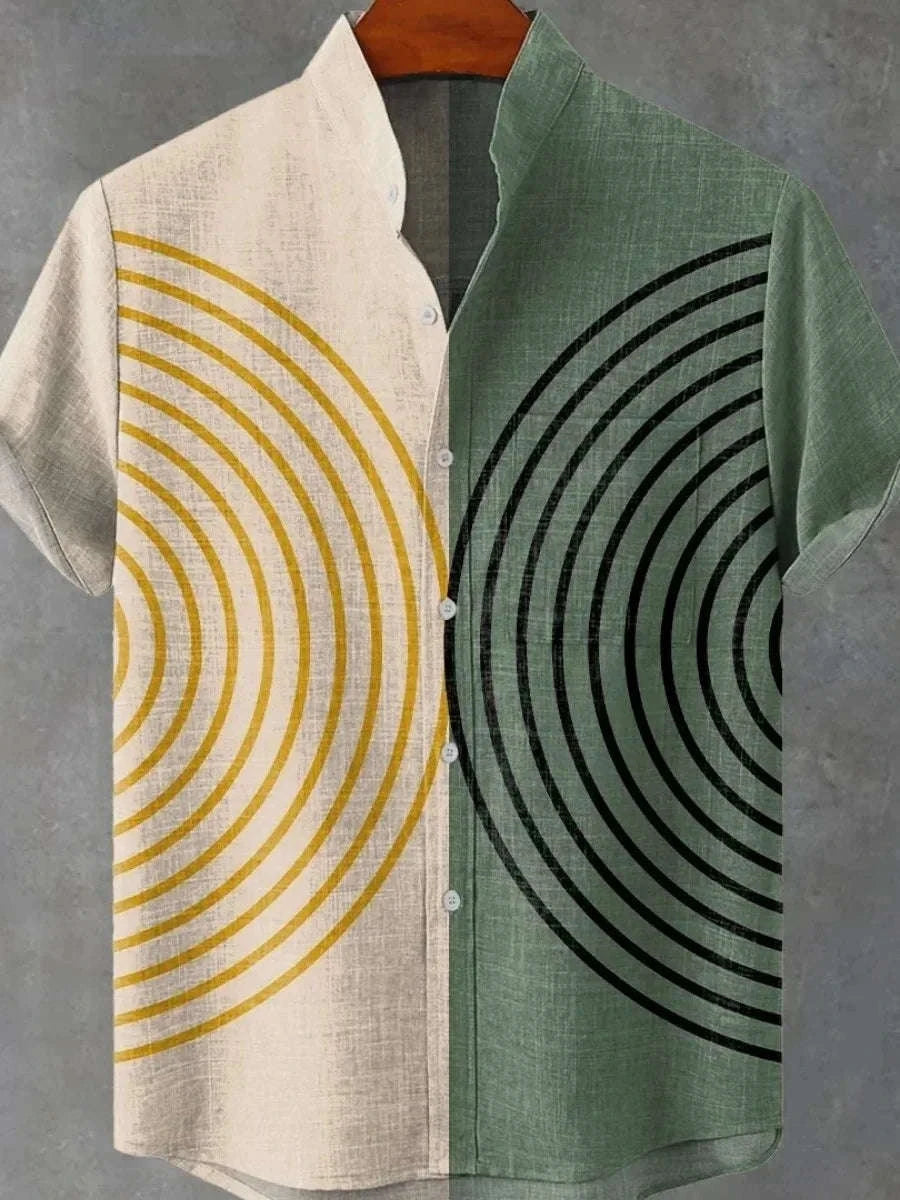 🎨 The Label-Art Heritage Edition: Premium Men’s Artistic Linen Shirt – High-Definition Graphic Label Print, Breathable Organic Cotton-Linen Blend, and Sophisticated Modern-Fit Casual Button-Down ZQ182