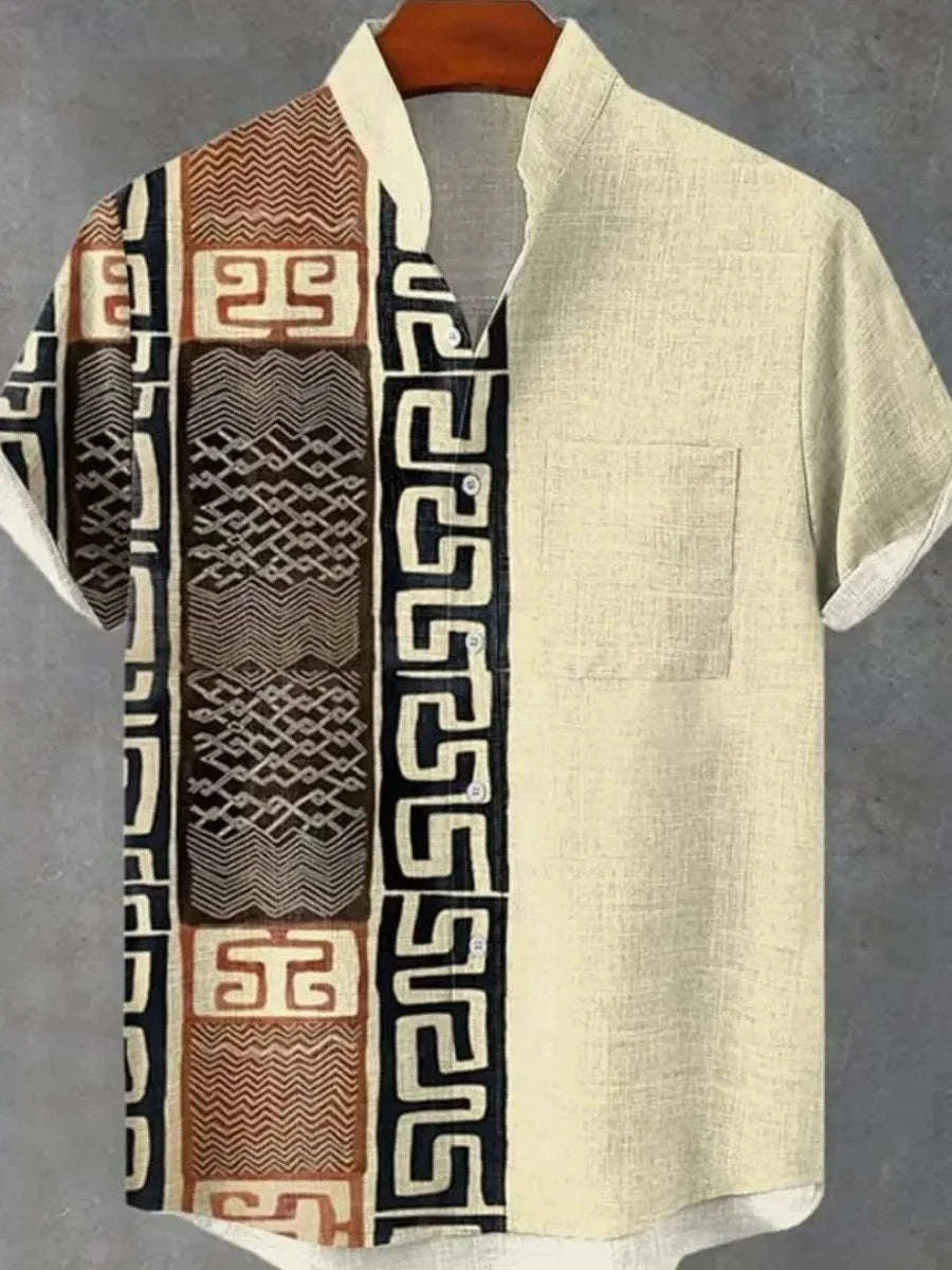 🎨 The Label-Art Heritage Edition: Premium Men’s Artistic Linen Shirt – High-Definition Graphic Label Print, Breathable Organic Cotton-Linen Blend, and Sophisticated Modern-Fit Casual Button-Down ZQ184