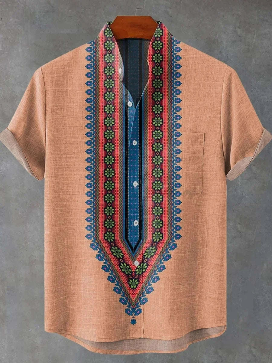 🎨 The Label-Art Heritage Edition: Premium Men’s Artistic Linen Shirt – High-Definition Graphic Label Print, Breathable Organic Cotton-Linen Blend, and Sophisticated Modern-Fit Casual Button-Down ZQ188