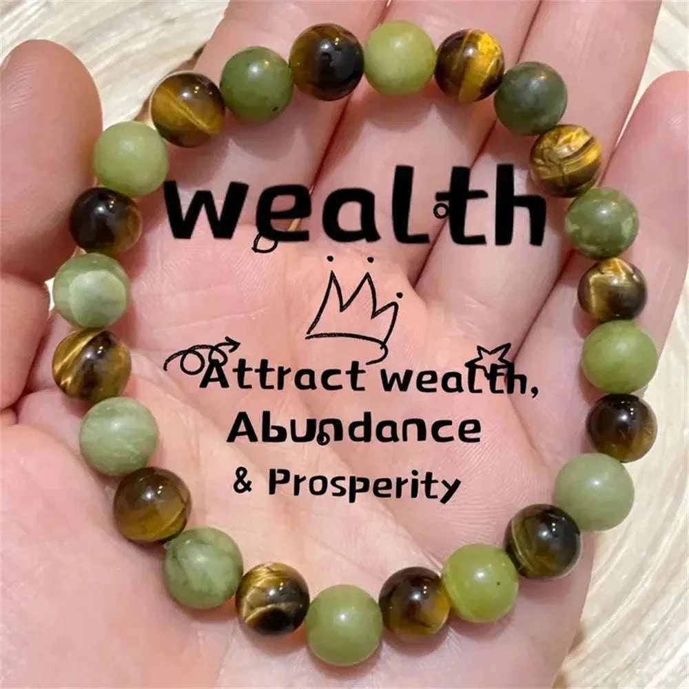 💰 The "Legacy of Wealth" Feng Shui Bracelet: Vintage Tiger Eye & Green Jade Money Magnet