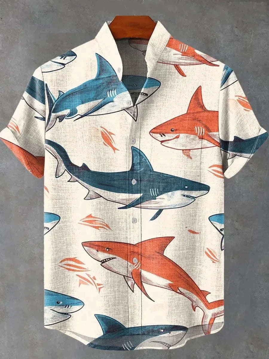 🦞 The Lobster-Luxe Coastal Masterpiece: Premium Men's Cotton-Linen Blend Short-Sleeve Shirt – High-Definition Lobster Graphic Print, Ultra-Breathable "Cool-Touch" Fabric, and Sophisticated Resort Fit