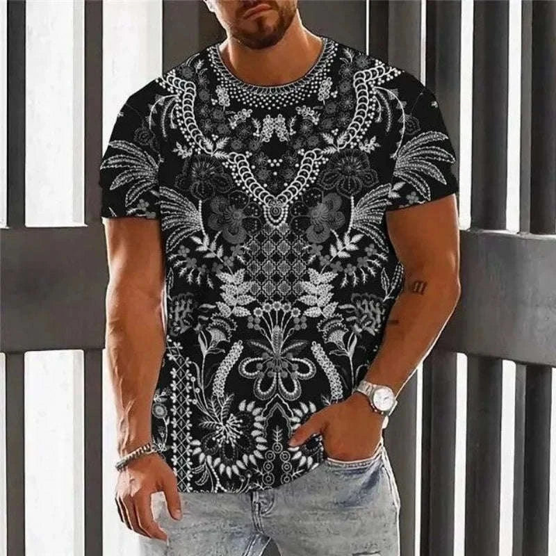 ✨ The Luxury Retro Ethnic Edition: Premium Men’s 3D Printed T-Shirt – High-Definition Colorful Tribal Graphic Print, Breathable Quick-Dry Performance Fabric, and Sophisticated Oversized Luxury Streetwear Tee Tshirt-YSY46988