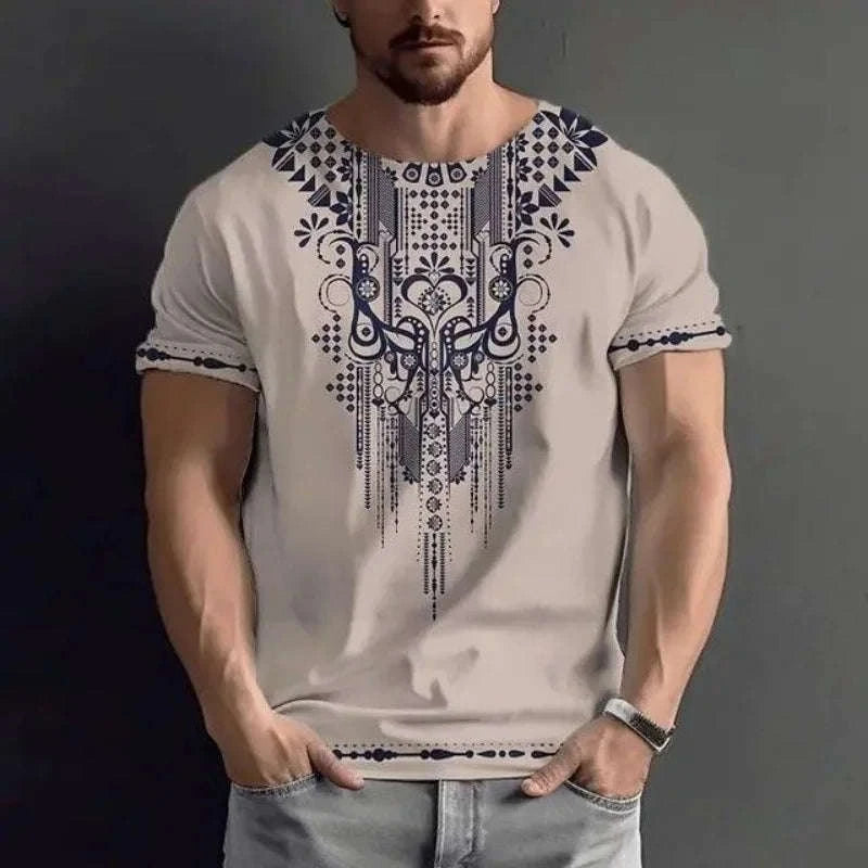 ✨ The Luxury Retro Ethnic Edition: Premium Men’s 3D Printed T-Shirt – High-Definition Colorful Tribal Graphic Print, Breathable Quick-Dry Performance Fabric, and Sophisticated Oversized Luxury Streetwear Tee