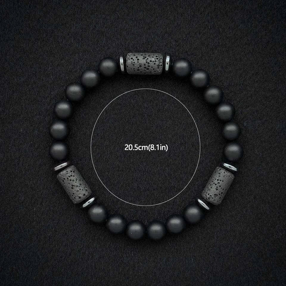 🖤 The "Modern Stealth" Bracelet: Matte Black Cylinder Stone Protection Band (Minimalist Series)
