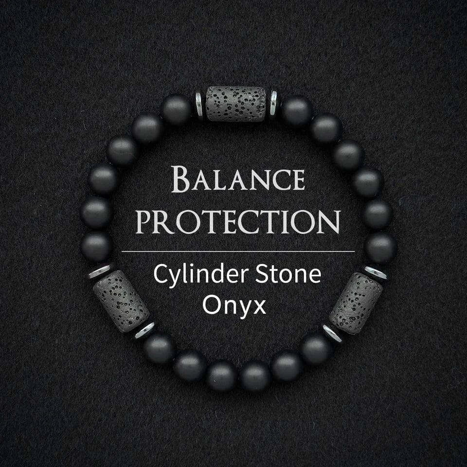 🖤 The "Modern Stealth" Bracelet: Matte Black Cylinder Stone Protection Band (Minimalist Series)