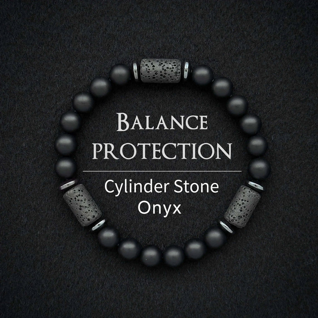 🖤 The "Modern Stealth" Bracelet: Matte Black Cylinder Stone Protection Band (Minimalist Series)