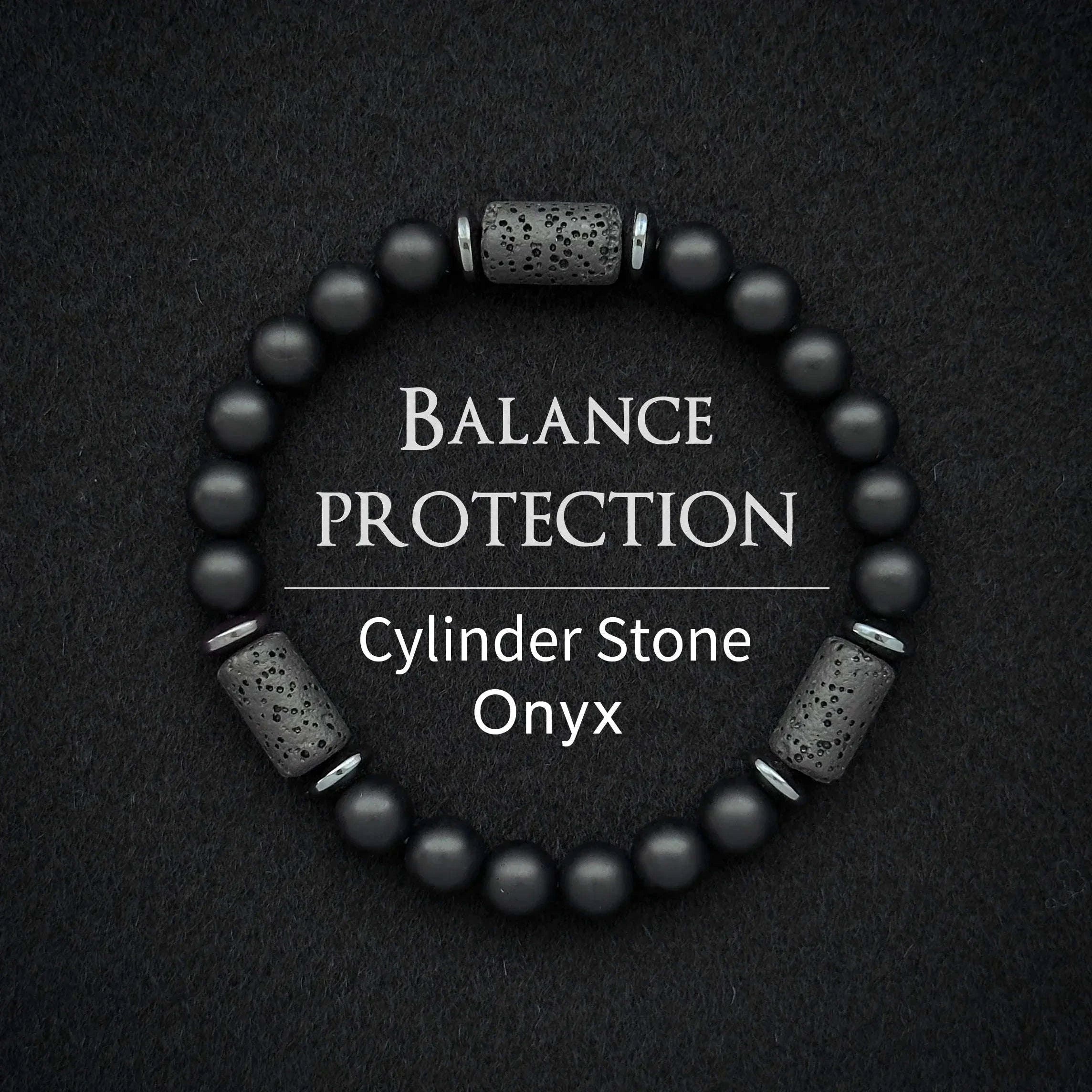 🖤 The "Modern Stealth" Bracelet: Matte Black Cylinder Stone Protection Band (Minimalist Series)