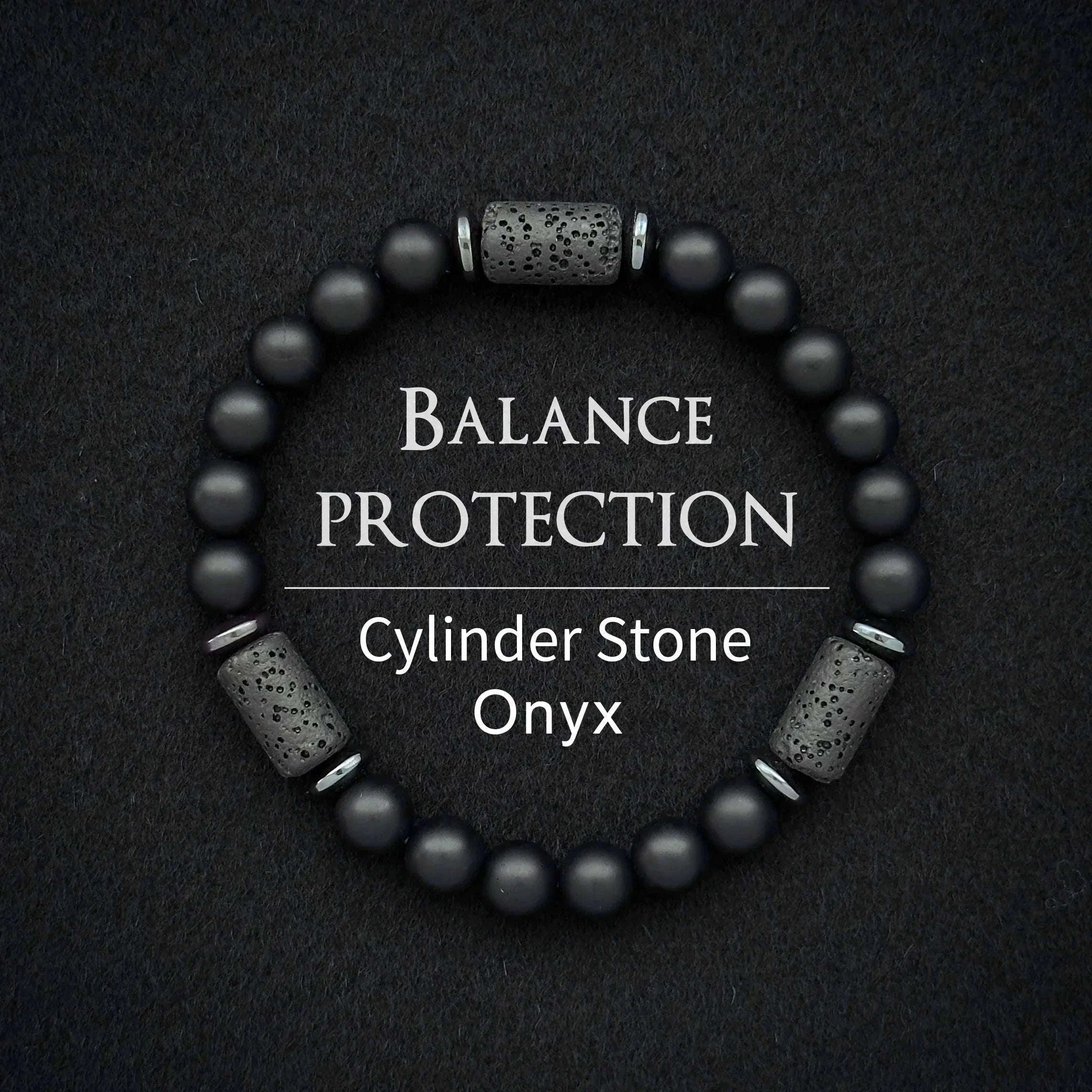 🖤 The "Modern Stealth" Bracelet: Matte Black Cylinder Stone Protection Band (Minimalist Series)