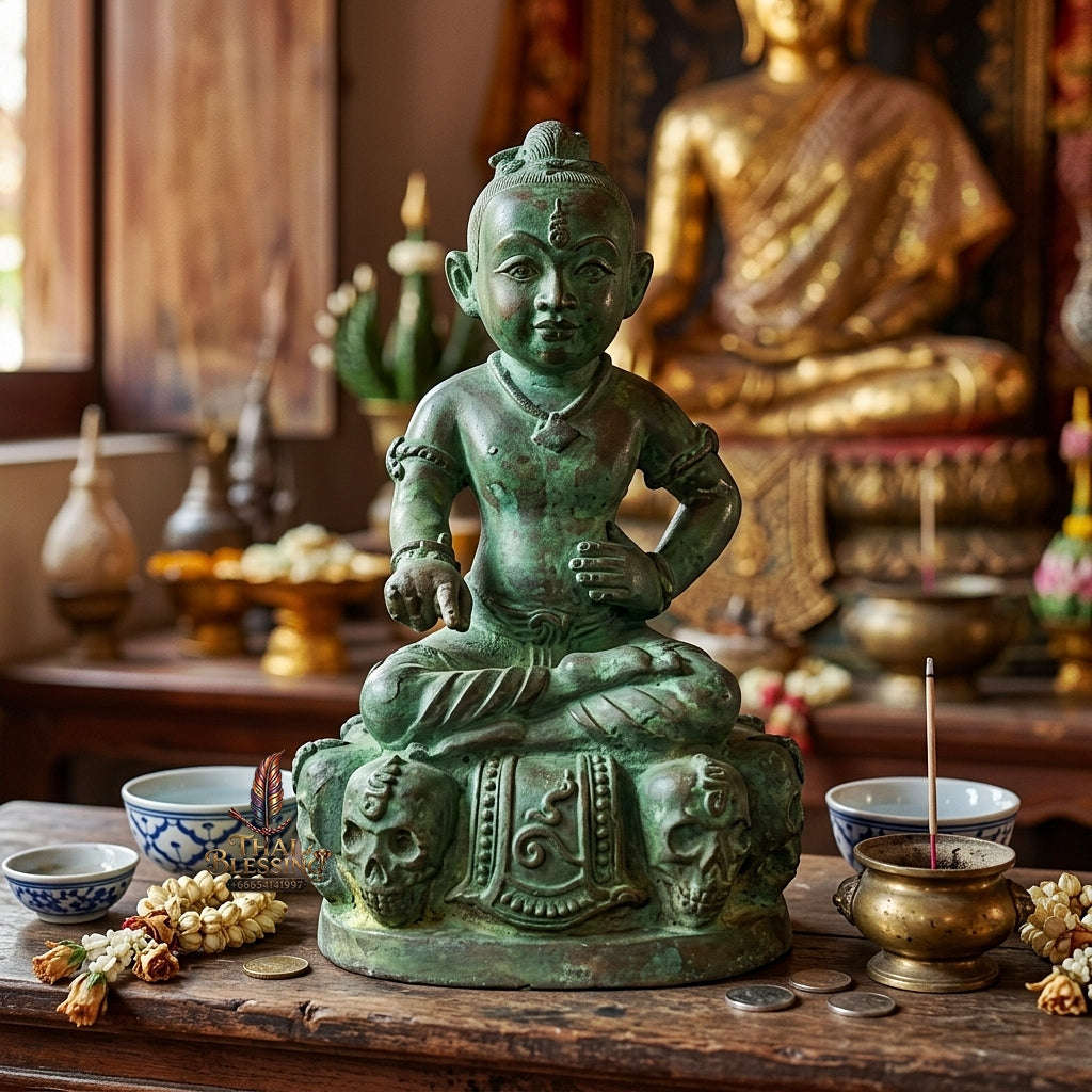 👶 THE MONUMENTAL ESOTERIC MASTERPIECE OF NINE-GHOST NECROMANCY, ALCHEMICAL GREEN-PATINA BRONZE & EXTREME WEALTH SOVEREIGNTY: KUMAN GAO KOT - RUEN 2 GREEN PATINA EDITION Thai Blessing Co By RURUECHA