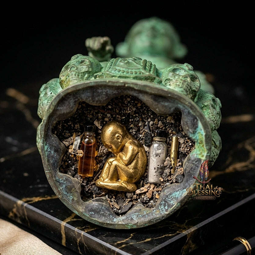 👶 THE MONUMENTAL ESOTERIC MASTERPIECE OF NINE-GHOST NECROMANCY, ALCHEMICAL GREEN-PATINA BRONZE & EXTREME WEALTH SOVEREIGNTY: KUMAN GAO KOT - RUEN 2 GREEN PATINA EDITION Thai Blessing Co By RURUECHA