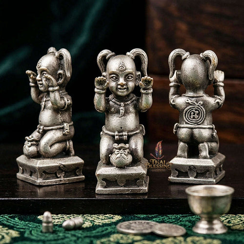 🥈 THE MONUMENTAL KORAT MASTERPIECE OF RURAL NECROMANCY, SATIN SILVER-PLATED BRONZE & WEALTH-SWEEPING SOVEREIGNTY: KUMAN KOI SAP Thai Blessing Co By RURUECHA