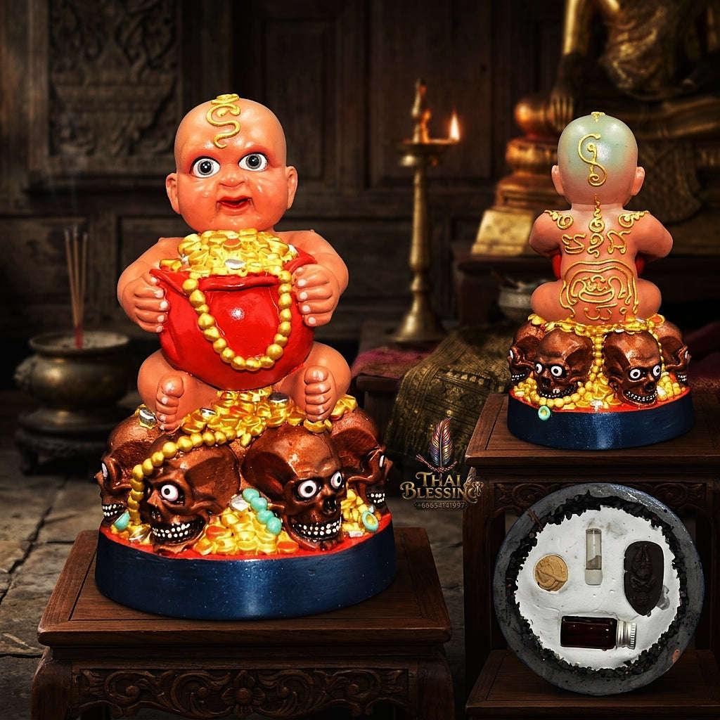 🟢 THE MONUMENTAL NAKHON SAWAN MASTERPIECE OF RIVERSIDE NECROMANCY, VIBRANT RESIN SCULPTURE & CHILD SPIRIT SOVEREIGNTY: KUMAN THONG Thai Blessing Co By RURUECHA