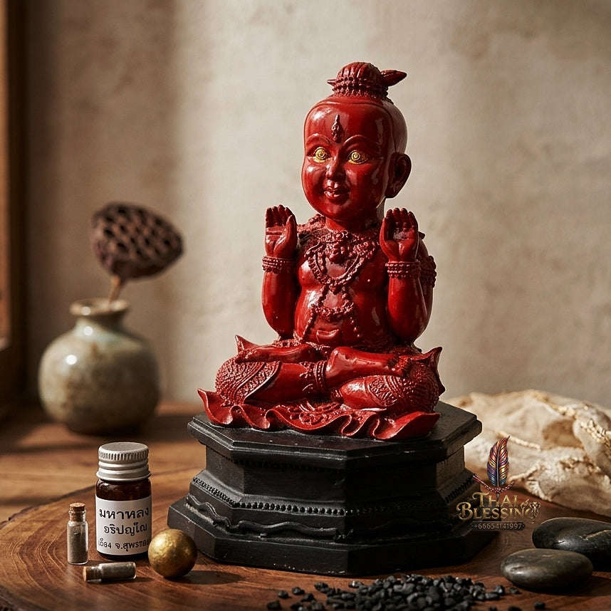 🔴 THE MONUMENTAL SUPHANBURI MASTERPIECE OF RED LACQUER NECROMANCY, VIBRANT RESIN SCULPTURE & CHILD SPIRIT SOVEREIGNTY: KUMAN THONG Thai Blessing Co By RURUECHA